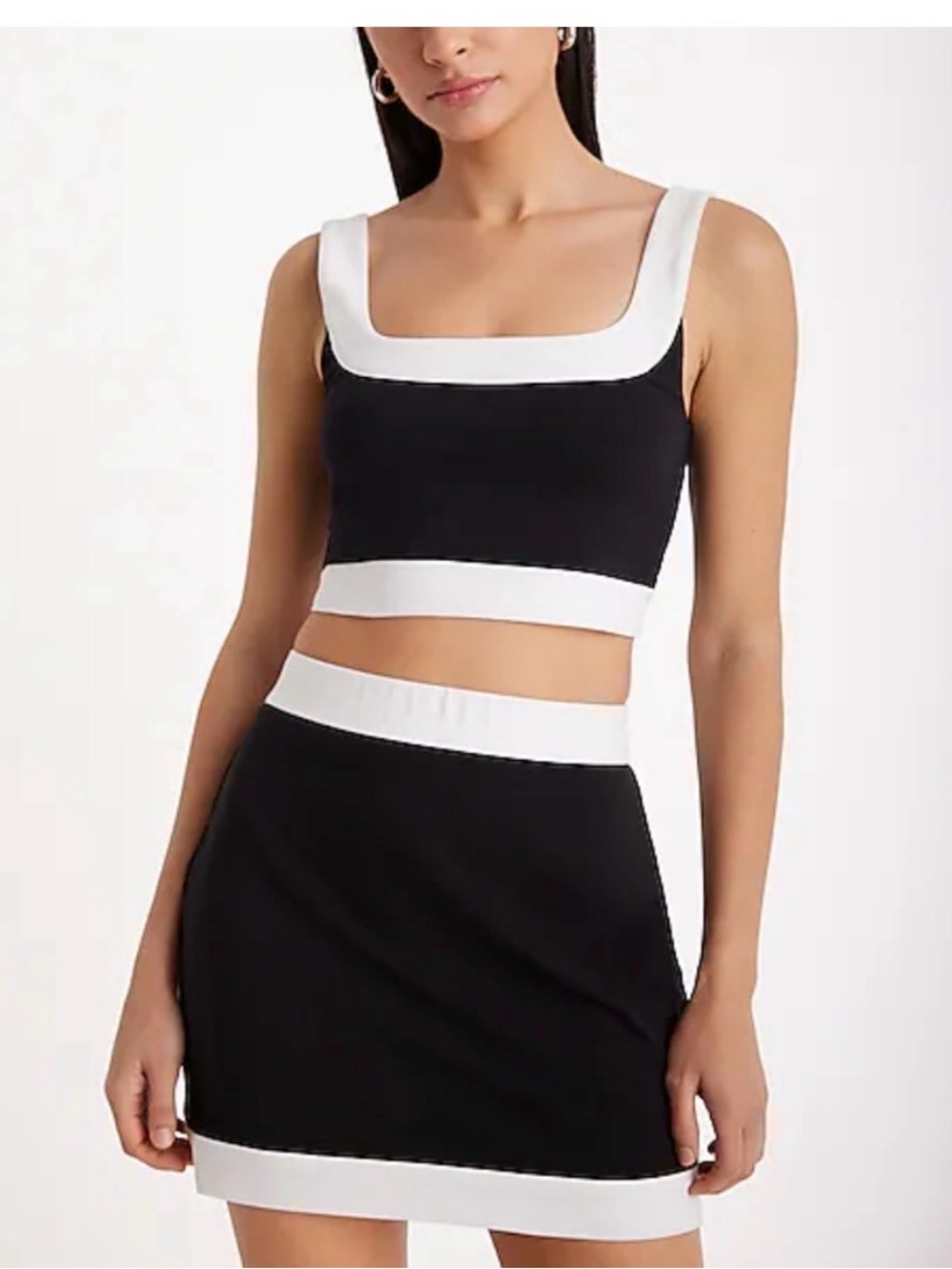 Express 2 piece skort set in red with white trim